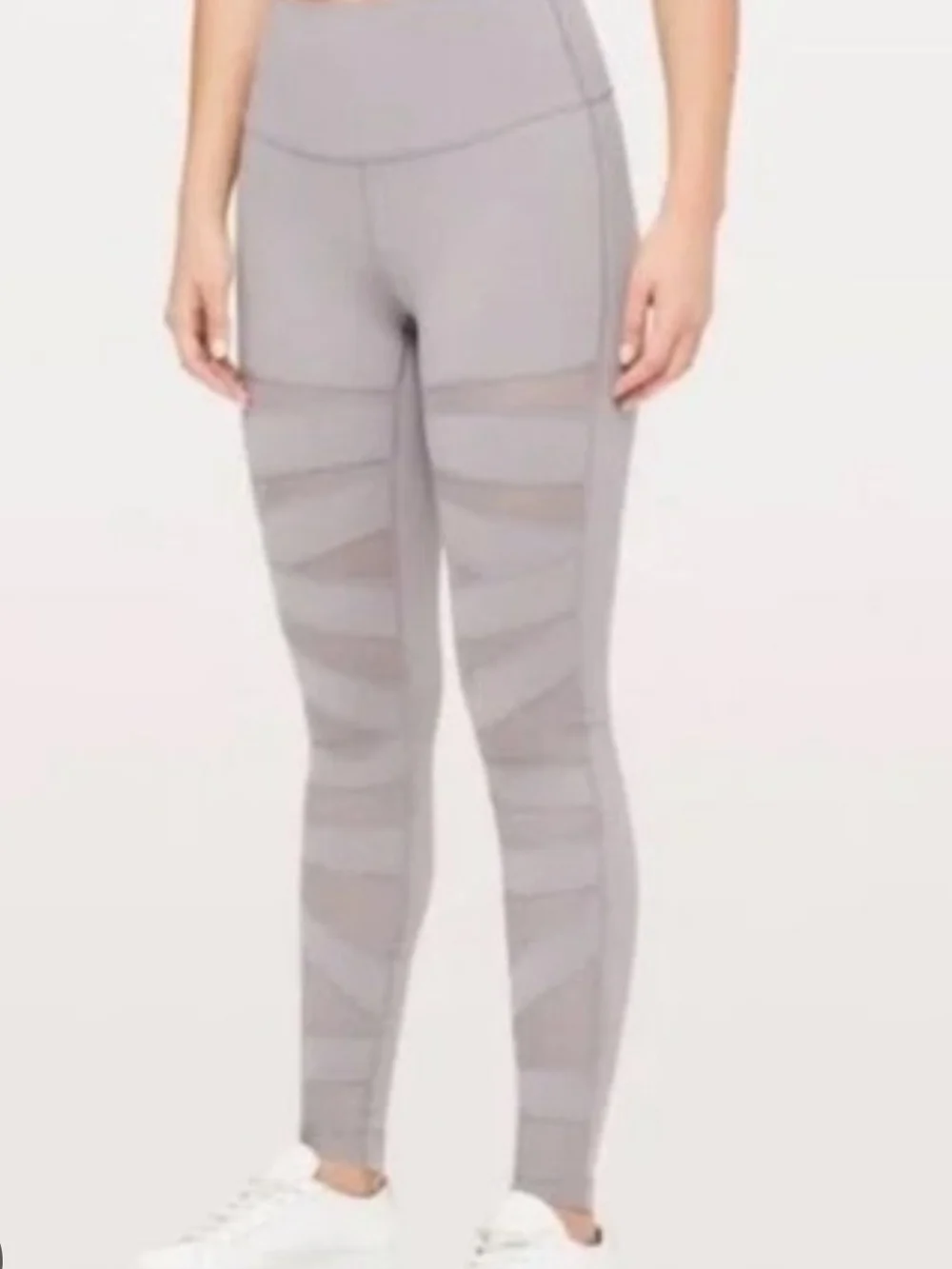 lululemon athletica Light Gray High-Rise Mesh Panel Leggings (#114)